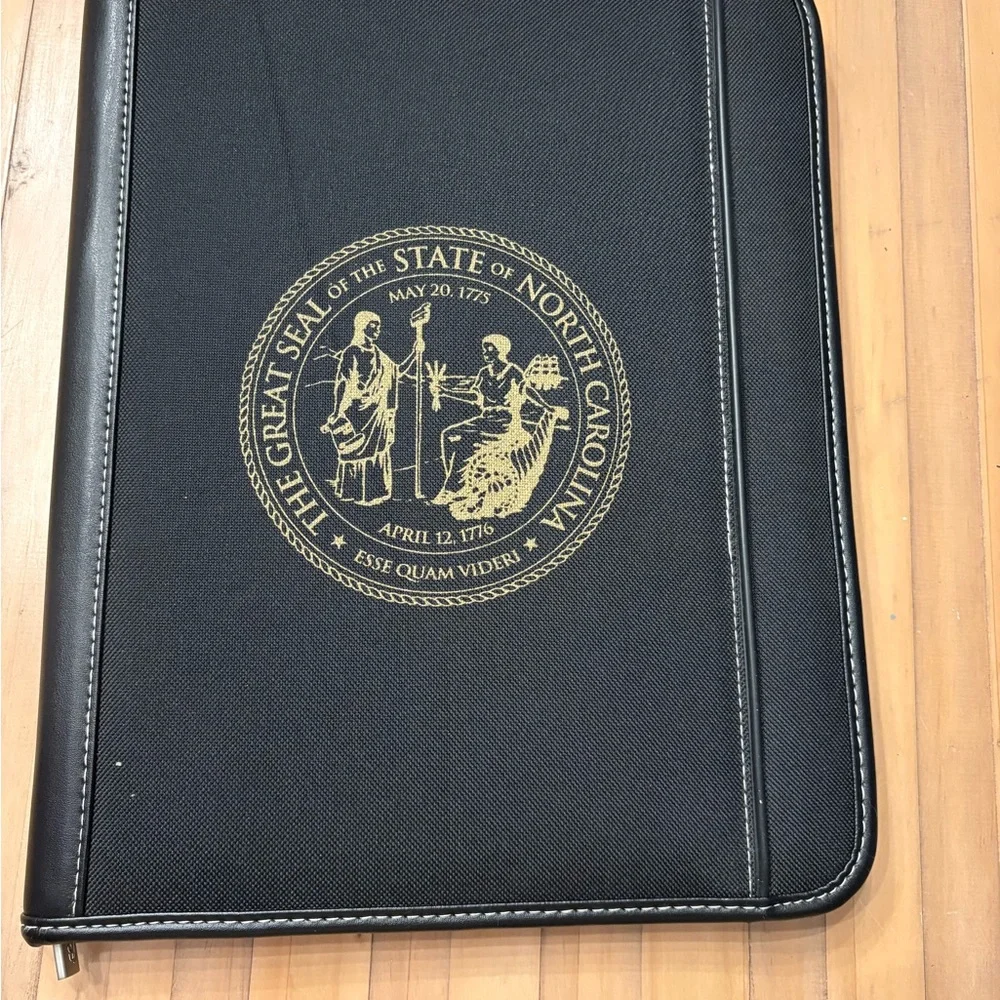 Stylish Black Portfolio with North Carolina Seal